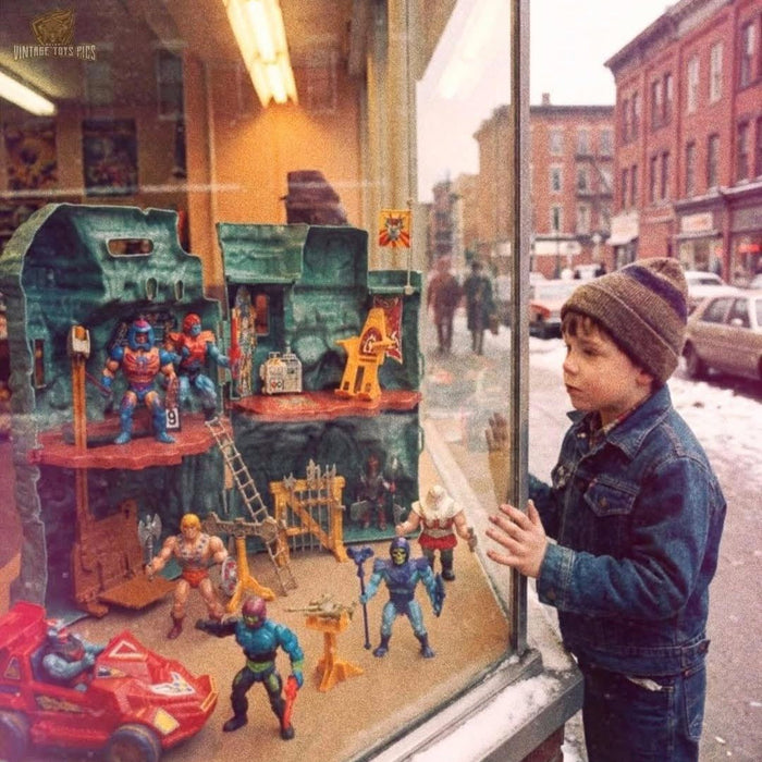 Vintage toy collection including Star Wars and 1980s action figures