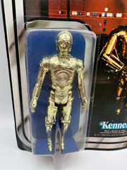 1977 Kenner Star Wars See-Threepio C-3PO 12 Back-C vintage sealed action figure on original card with bright gold figure and early Star Wars cardback