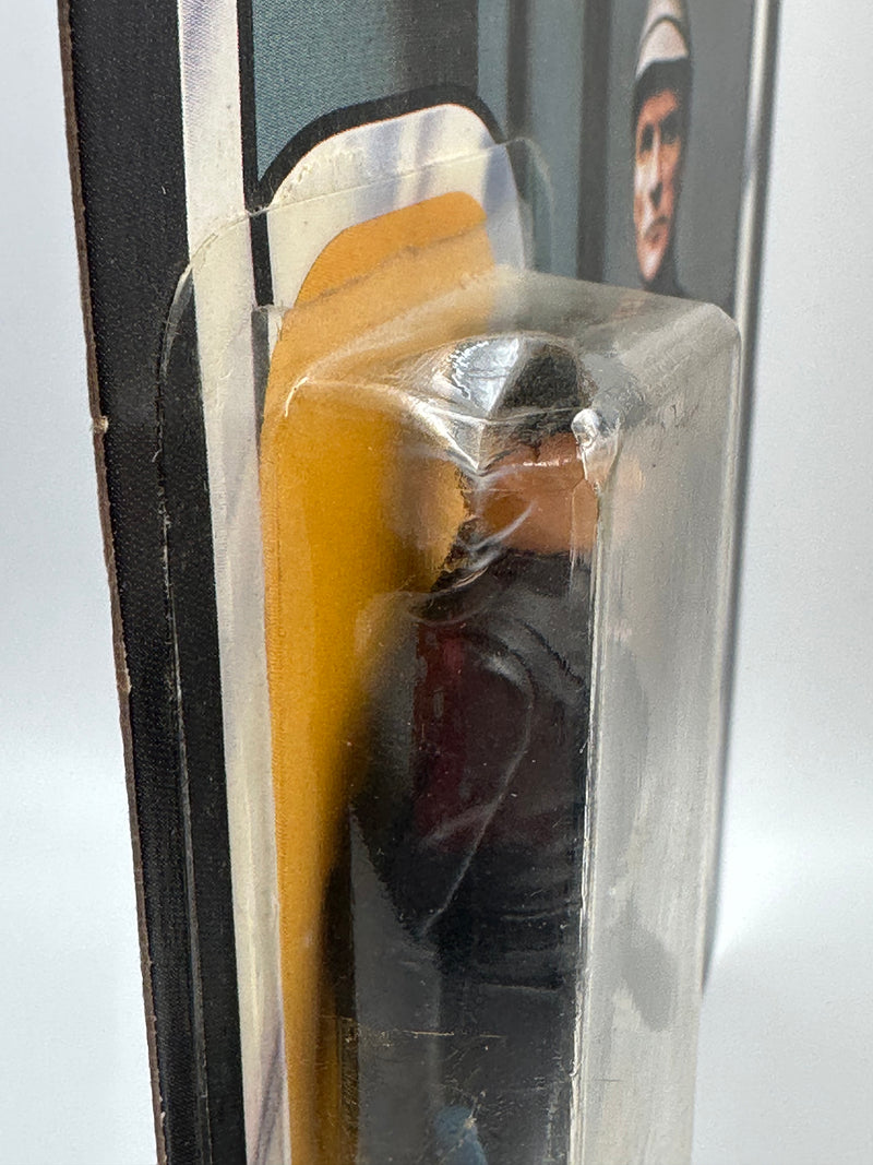 1980 Kenner Star Wars Imperial Commander 41 back MOC front view with clear bubble
1980 Kenner Imperial Commander figure close-up in sealed blister with blaster accessory
Vintage Star Wars ESB Imperial Commander punched card with wear and Toys R Us sticker
Star Wars Imperial Commander 41 back cardback Collect All 41 Made in Hong Kong
Imperial Commander bubble side view showing denting near top of blister