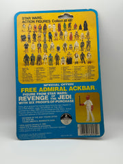 1980 Kenner Star Wars Cloud Car Pilot 48 back MOC with Revenge of the Jedi offer on card front