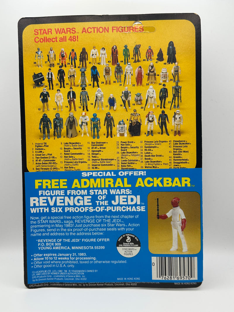 1982 Kenner Star Wars Dengar 48 back MOC Revenge of the Jedi offer vintage action figure sealed on card with clear bubble