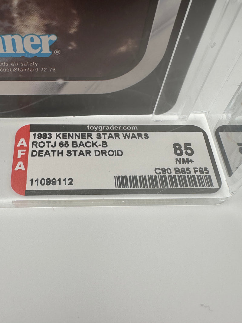 1983 Kenner Star Wars Death Star Droid ROTJ 65 Back-B AFA 85 graded vintage carded action figure front view