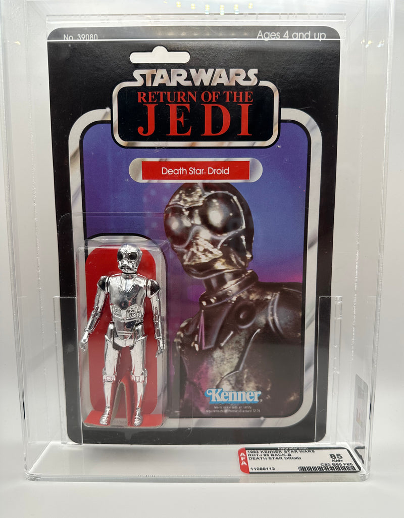 1983 Kenner Star Wars Death Star Droid ROTJ 65 Back-B AFA 85 graded vintage carded action figure front view