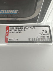 1983 Kenner Star Wars Squid Head ROTJ 65 Back-B AFA 75 graded vintage carded action figure front view