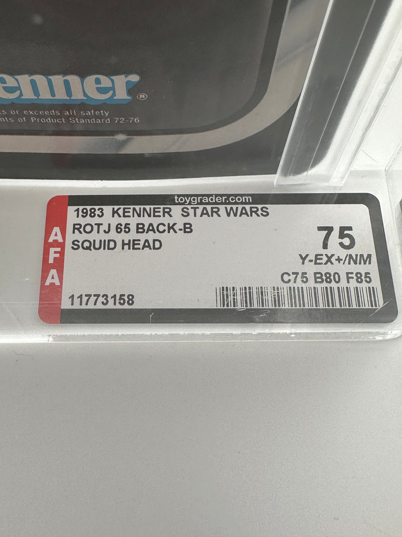 1983 Kenner Star Wars Squid Head ROTJ 65 Back-B AFA 75 graded vintage carded action figure front view