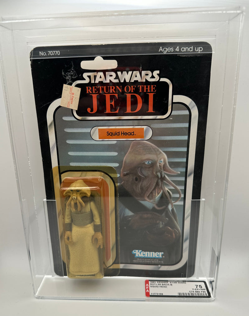 1983 Kenner Star Wars Squid Head ROTJ 65 Back-B AFA 75 graded vintage carded action figure front view
