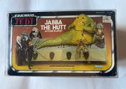 1983 Kenner Return of the Jedi Jabba the Hutt Action Playset complete in original box with Lionel retail price sticker and acrylic display case