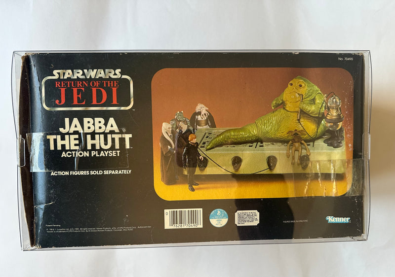 1983 Kenner Return of the Jedi Jabba the Hutt Action Playset complete in original box with Lionel retail price sticker and acrylic display case