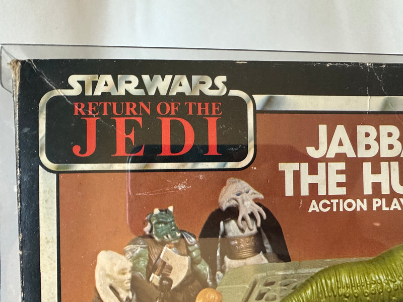 1983 Kenner Return of the Jedi Jabba the Hutt Action Playset complete in original box with Lionel retail price sticker and acrylic display case