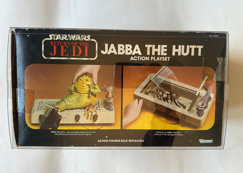1983 Kenner Return of the Jedi Jabba the Hutt Action Playset complete in original box with Lionel retail price sticker and acrylic display case
