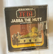 1983 Kenner Return of the Jedi Jabba the Hutt Action Playset complete in original box with Lionel retail price sticker and acrylic display case