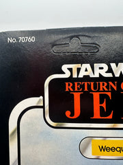 1983 Kenner Star Wars Weequay ROTJ 77 back MOC unpunched front view
Weequay ROTJ Kenner vintage figure yellow bubble close-up
Unpunched hang tab detail Weequay 77 back card
Side profile bubble dent Weequay ROTJ figure
Angled view Kenner Star Wars Weequay MOC carded figure
Collect All 77 back detail Weequay ROTJ Kenner card
