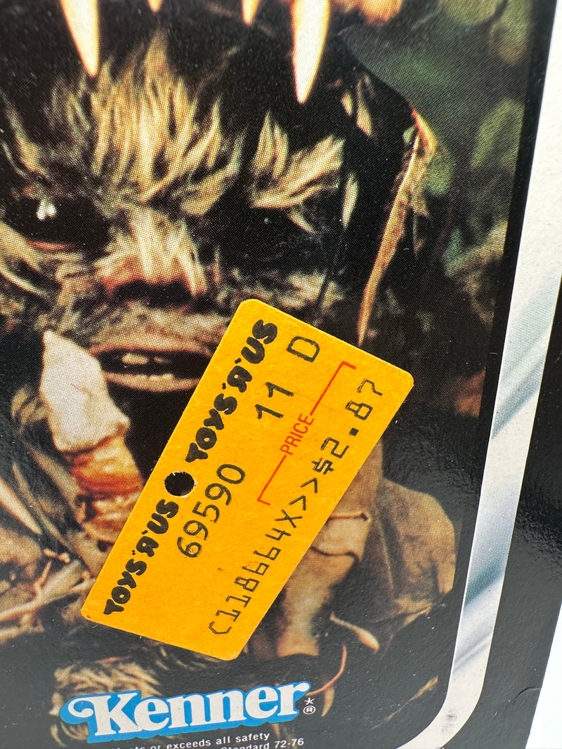 1983 Kenner Teebo Return of the Jedi 77 Back factory sealed action figure with Toys R Us price sticker and amber bubble