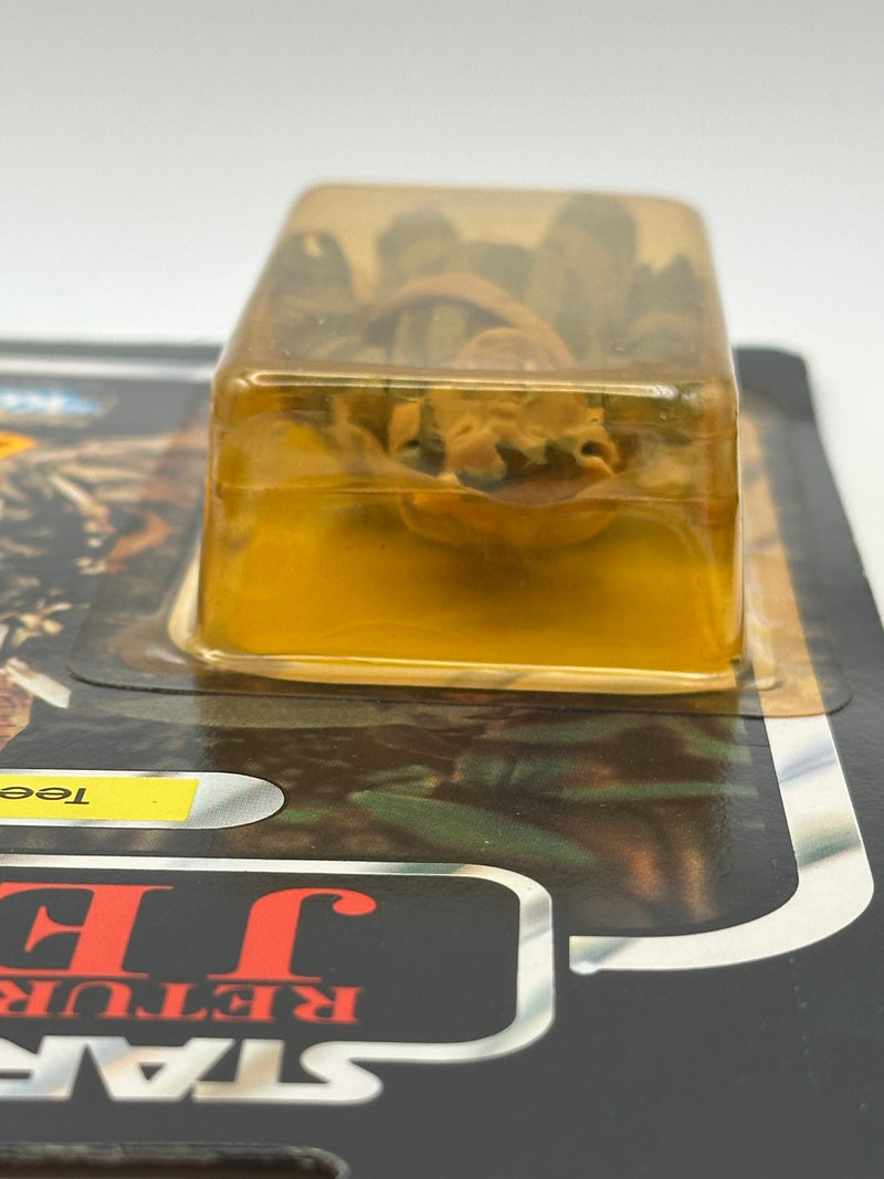 1983 Kenner Teebo Return of the Jedi 77 Back factory sealed action figure with Toys R Us price sticker and amber bubble