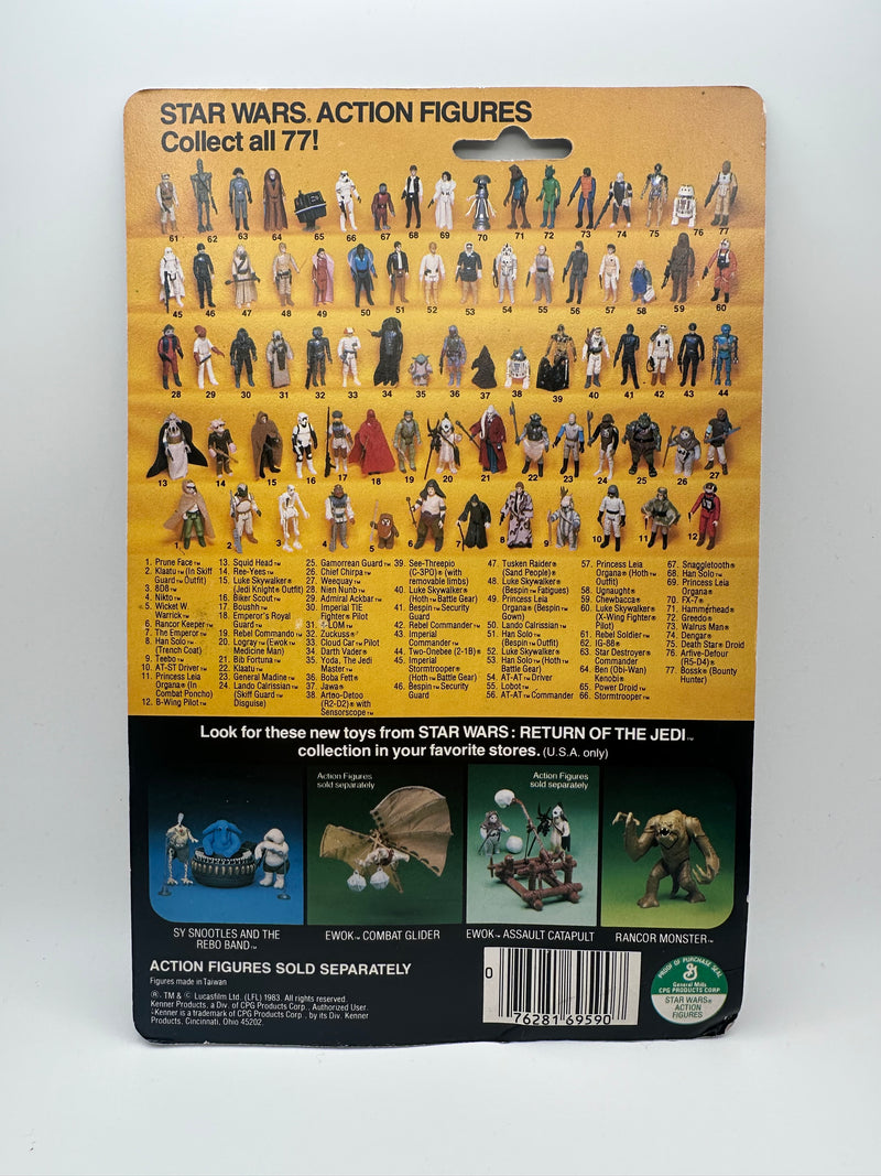 1983 Kenner Star Wars Return of the Jedi AT-ST Driver 77 Back factory sealed MOC action figure with original Toys R Us price sticker
