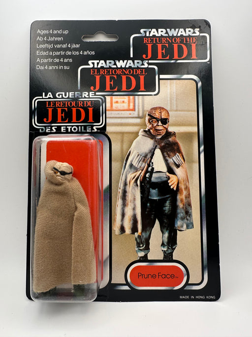 Vintage 1983 Star Wars ROTJ Prune Face Palitoy Tri-Logo 79 Back factory sealed MOC figure with clear bubble and punched card