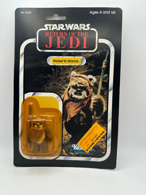 1983 Kenner Wicket W. Warrick Return of the Jedi 77-back sealed action figure with original staff accessory and yellowed bubble