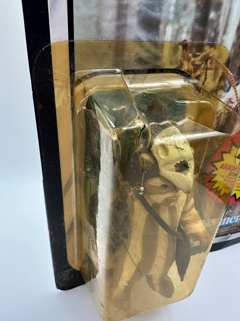 1984 Kenner Star Wars Return of the Jedi Logray Ewok Medicine Man 77 Back MOC Unpunched Anakin Offer Sticker Vintage Figure