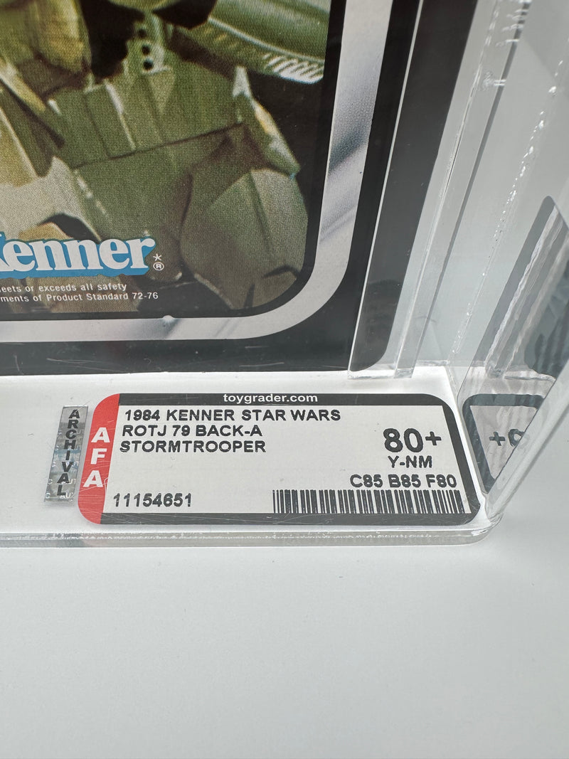 1984 Kenner Star Wars Stormtrooper ROTJ 79 Back-A AFA 80+ graded vintage sealed action figure
