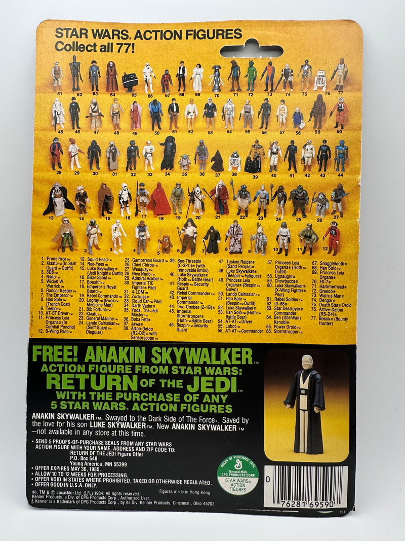 1984 Kenner AT-ST Driver Return of the Jedi 77 Back factory sealed action figure with Anakin Skywalker offer and JCPenney price sticker