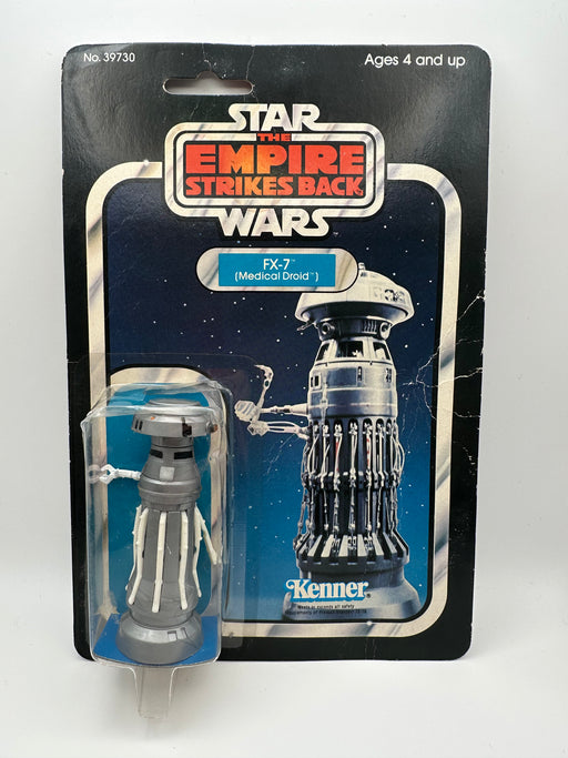 vintage 1980 kenner star wars fx7 medical droid esb 31 back moc cracked bubble sealed edges creasing veining