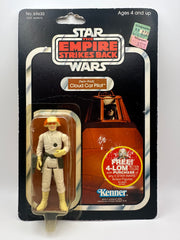 vintage 1982 kenner star wars cloud car pilot 47 back moc front view
twin pod cloud car pilot sealed bubble close up vintage kenner
esb 47 back card hanger area wear around punch detail
vintage star wars card 4 lom offer sticker close up
kenner cloud car pilot bubble side profile yellowing
vintage star wars card back collect all 47 cloud car pilot