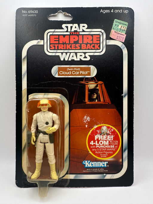 vintage 1982 kenner star wars cloud car pilot 47 back moc front view
twin pod cloud car pilot sealed bubble close up vintage kenner
esb 47 back card hanger area wear around punch detail
vintage star wars card 4 lom offer sticker close up
kenner cloud car pilot bubble side profile yellowing
vintage star wars card back collect all 47 cloud car pilot