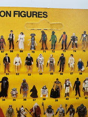 vintage 1984 kenner star wars prune face 77 back moc front view
prune face figure sealed bubble close up vintage kenner
rotj 77 back hanger area wear around punch detail
vintage star wars anakin offer sticker close up
kenner prune face bubble side profile yellowing warping
vintage star wars card back collect all 77 prune face