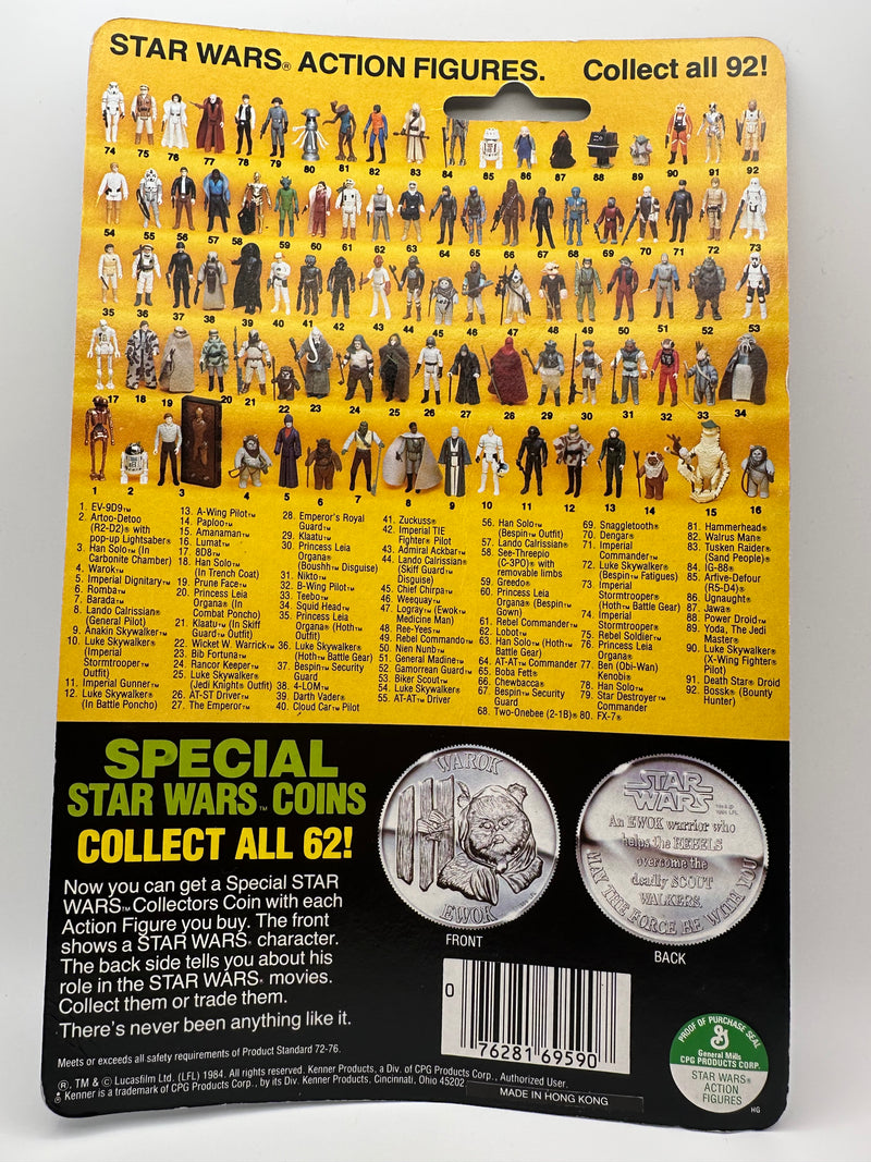 Vintage Star Wars Imperial Dignitary POTF 92 back coin Kenner Power of the Force MOC yellow bubble
